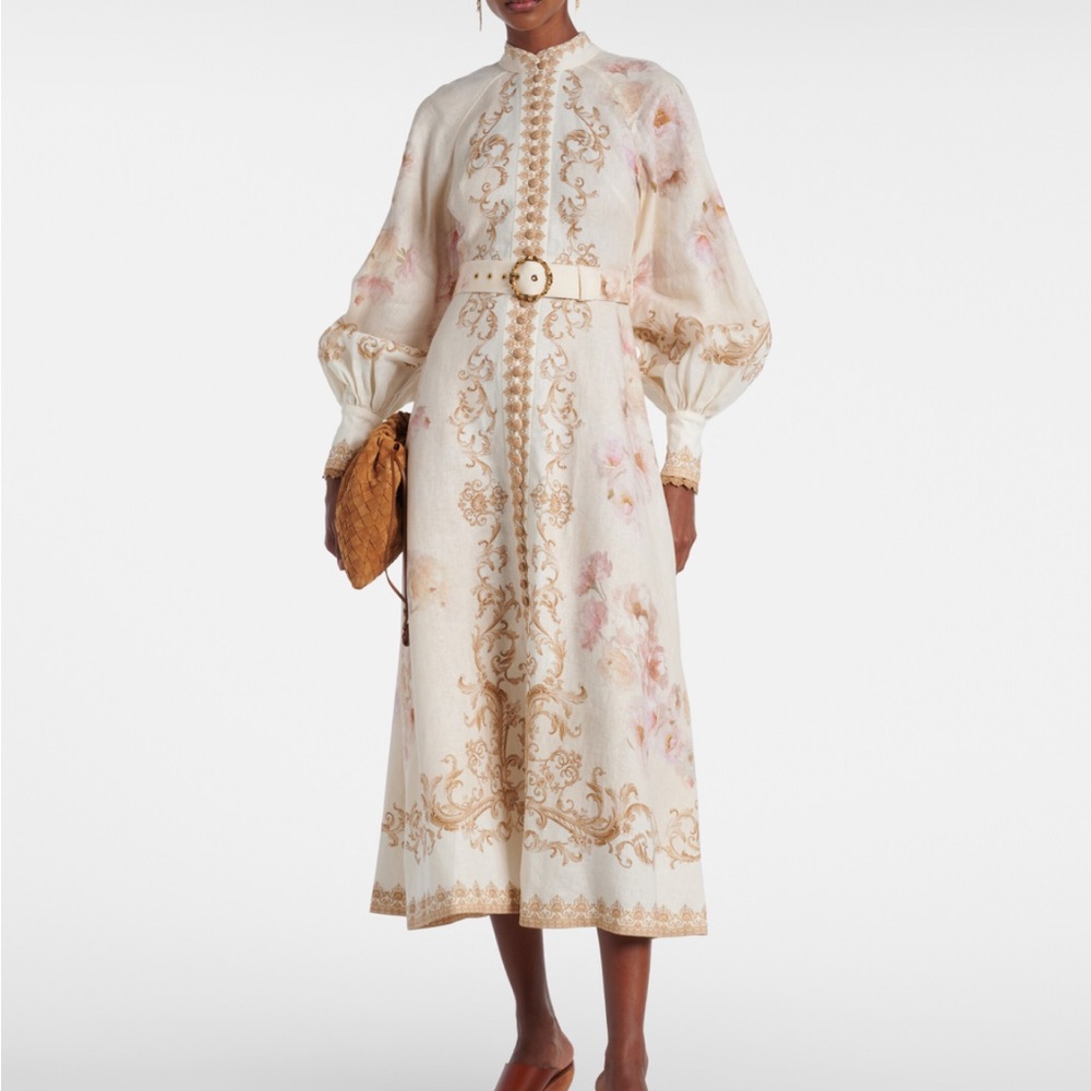 Zimmermann Hypnotic Long Sleeve Belted Linen Maxi dress